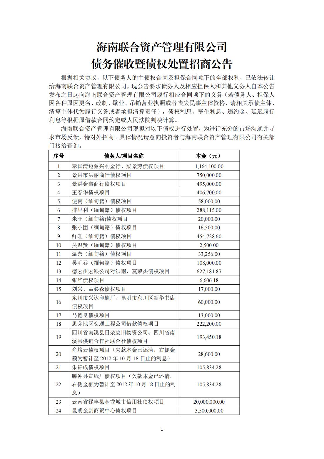 海南联合资产