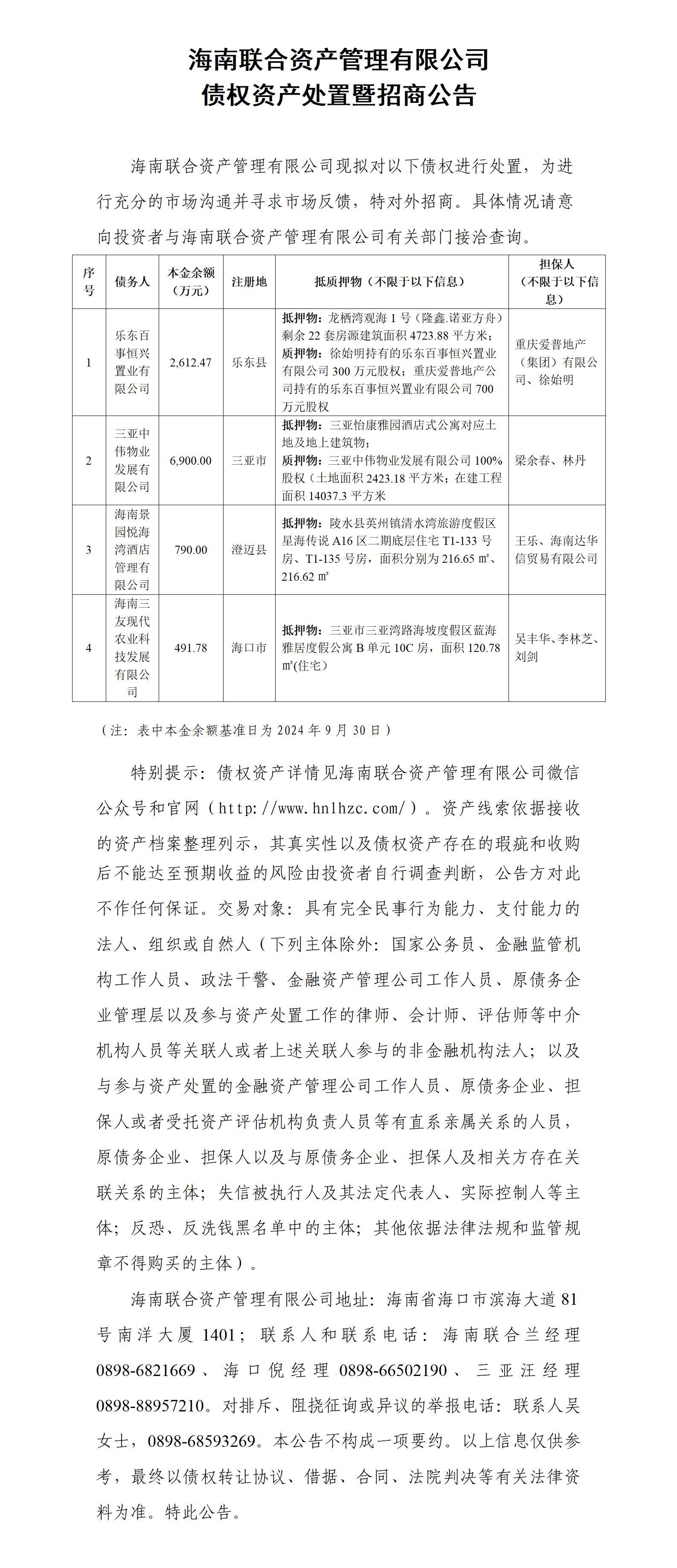 海南联合资产